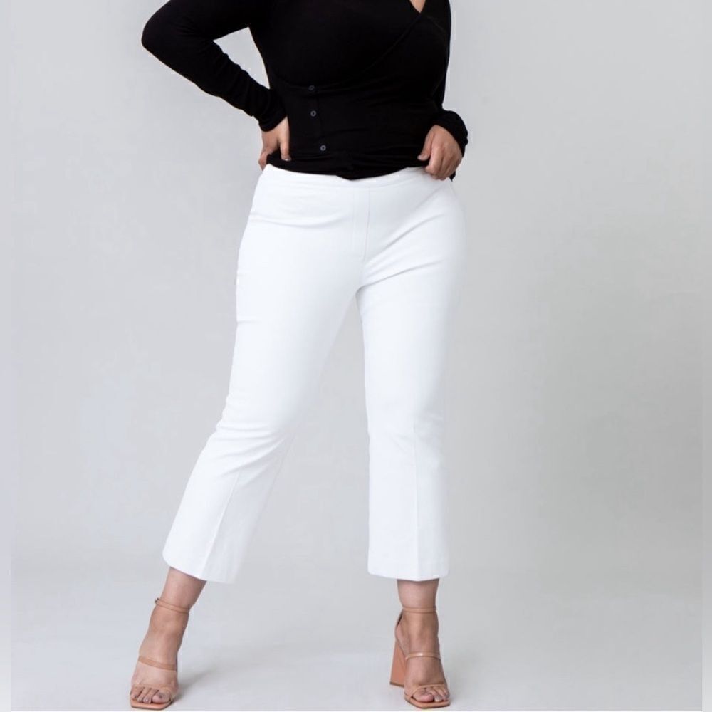 Spanx On-The-Go Cropped Kick Flare Pants Classic White sz 2X